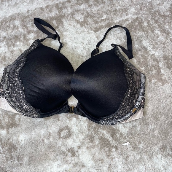 Victoria's Secret black lace front closure padded underwire push up bra SZ 34 D - Picture 4 of 7